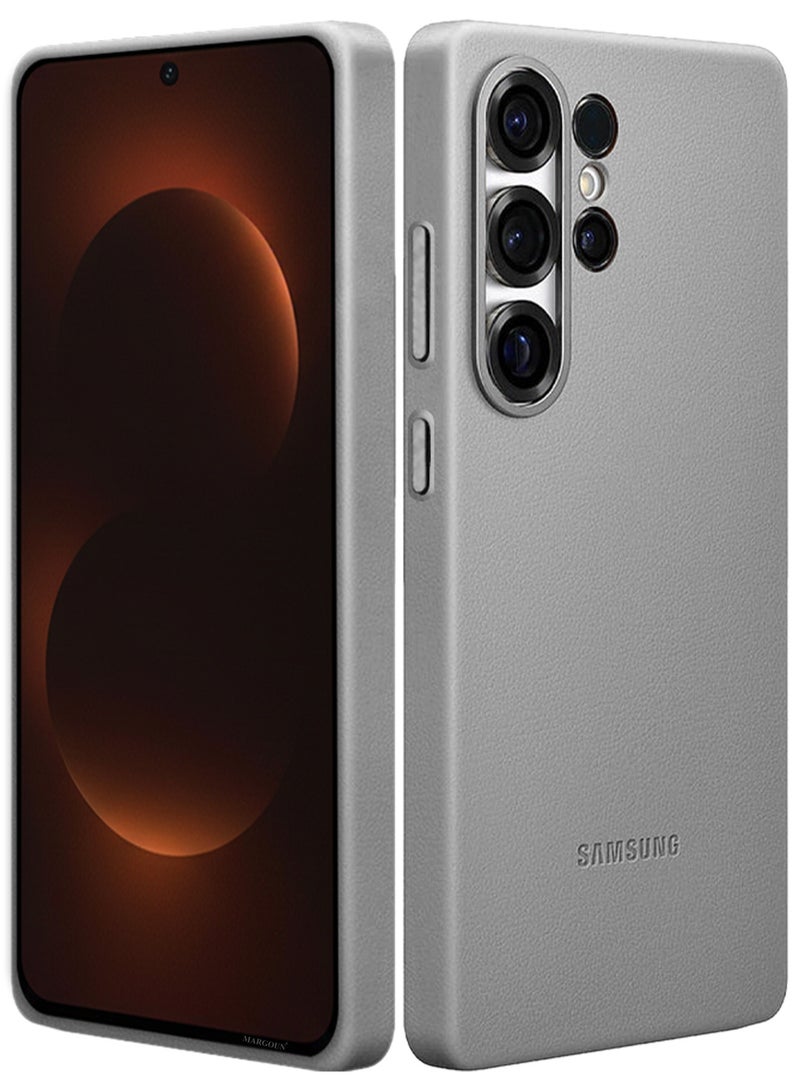 CATANES Leather Case for Samsung Galaxy S26 Ultra, Leather Back Cover, Shockproof Protective Shell, Elegant Matte Finish- Grey Titanium - Image 1